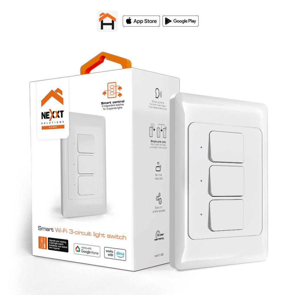 INTERRUPTOR X3 NHE-T100 SMART WIFI 3 CIRCUIT LIGHT SWITCH