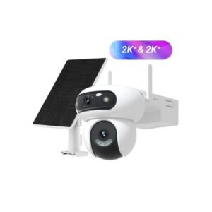 CAM IP PT LENTE DUAL EXTERIOR 2K+ & 2K+ WIFI HB90 CON PANEL SOLAR 8W